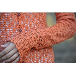 Gilet au crochet dentelle fait main, couleur corail