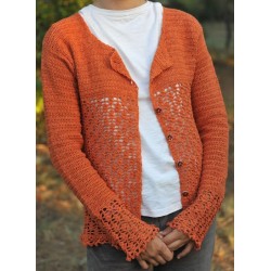 Gilet au crochet dentelle fait main, couleur corail