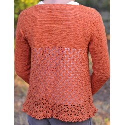 Gilet au crochet dentelle fait main, couleur corail