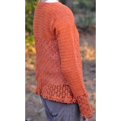 Gilet au crochet dentelle fait main, couleur corail