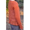 Gilet au crochet dentelle fait main, couleur corail